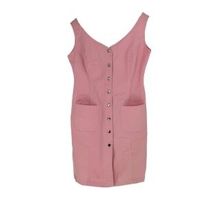 Vintage OS International Pink Button Down Dress 100% Cotton Size 11/12 ~ Medium